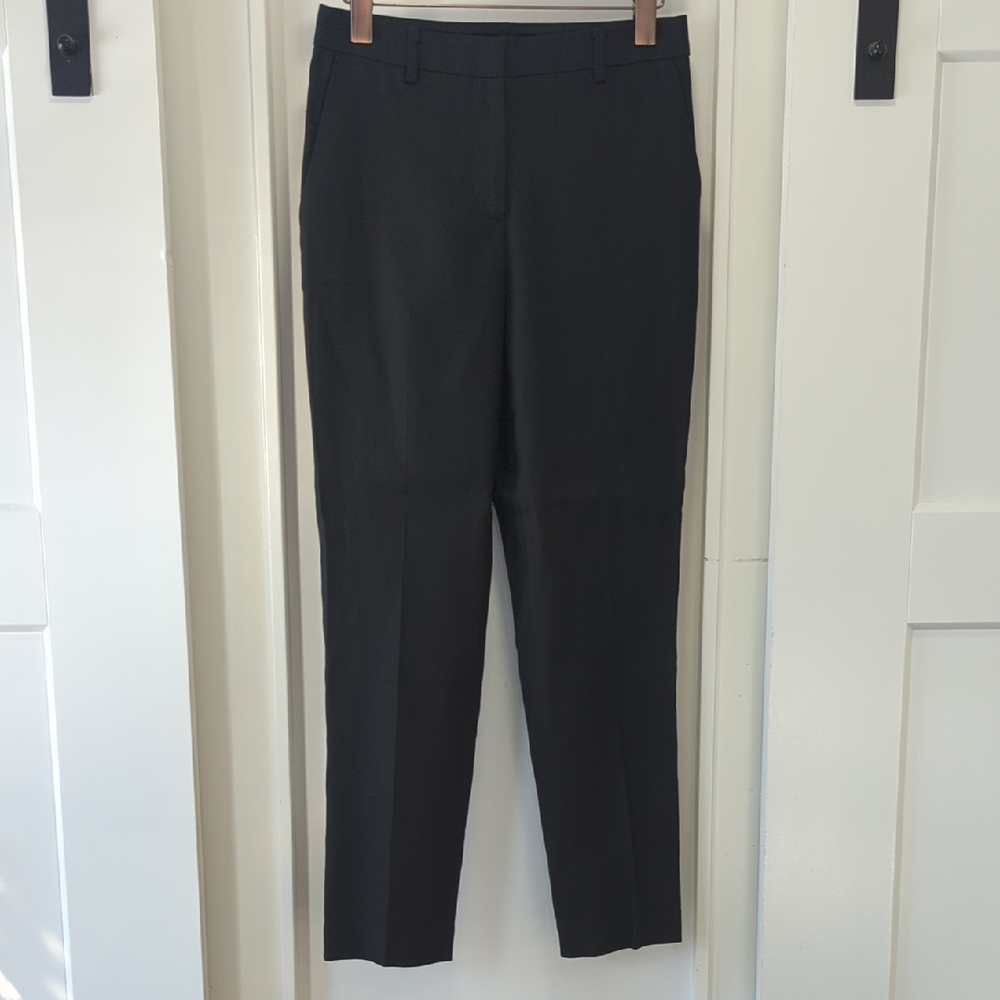 ANN TAYLOR Black Stretch Linen Blend Trousers Size 2
